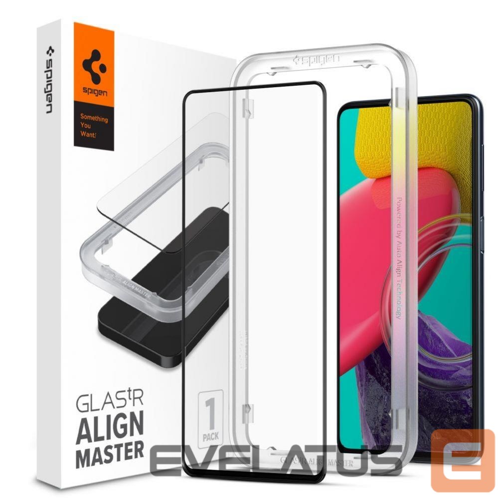 Protective glass Spigen Spigen ALM Glass FC Tempered Glass for Samsung Galaxy M53 5G - Black