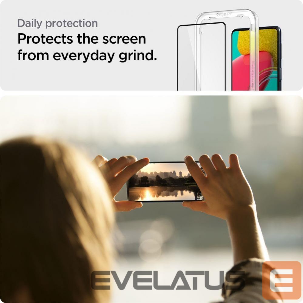 Protective glass Spigen Spigen ALM Glass FC Tempered Glass for Samsung Galaxy M53 5G - Black