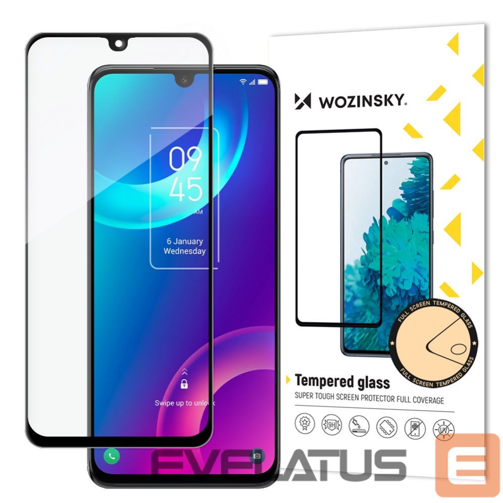Back panel cover Wozinsky Wozinsky Super Durable Full Glue Tempered Glass Full Screen With Frame Case Friendly TCL 30 5G Black