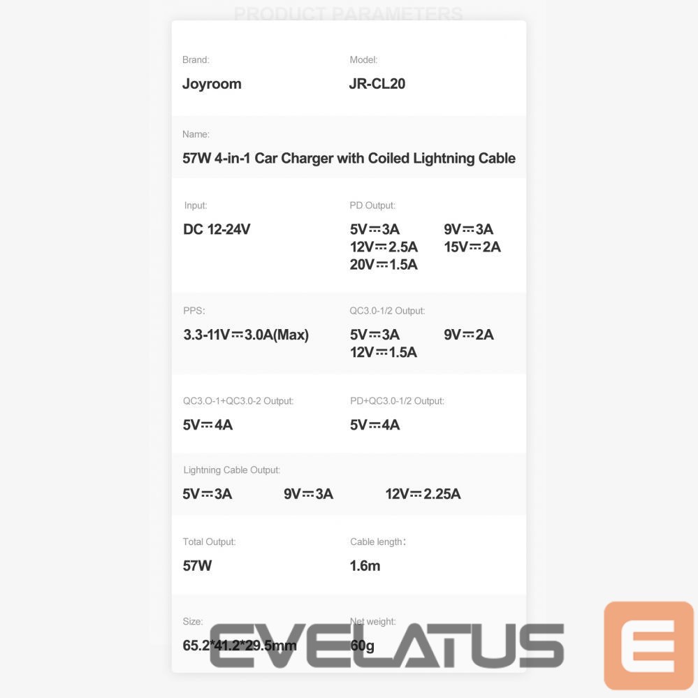 Cable Joyroom Lightning (male) || USB-A (female) || USB-C (female)