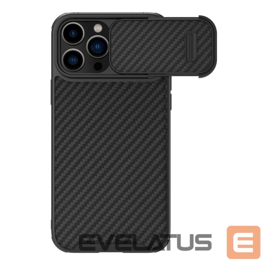 Back panel cover Nillkin Nillkin Synthetic Fiber S Case iPhone 14 Pro case with camera cover, black