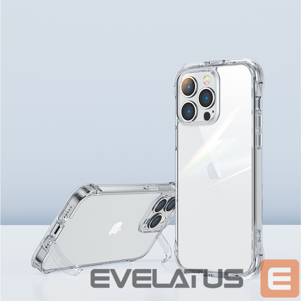 Back panel cover Joyroom Joyroom Defender Series Case Cover for iPhone 14 Plus Armored Hook Cover Stand Clear (JR-14H3)