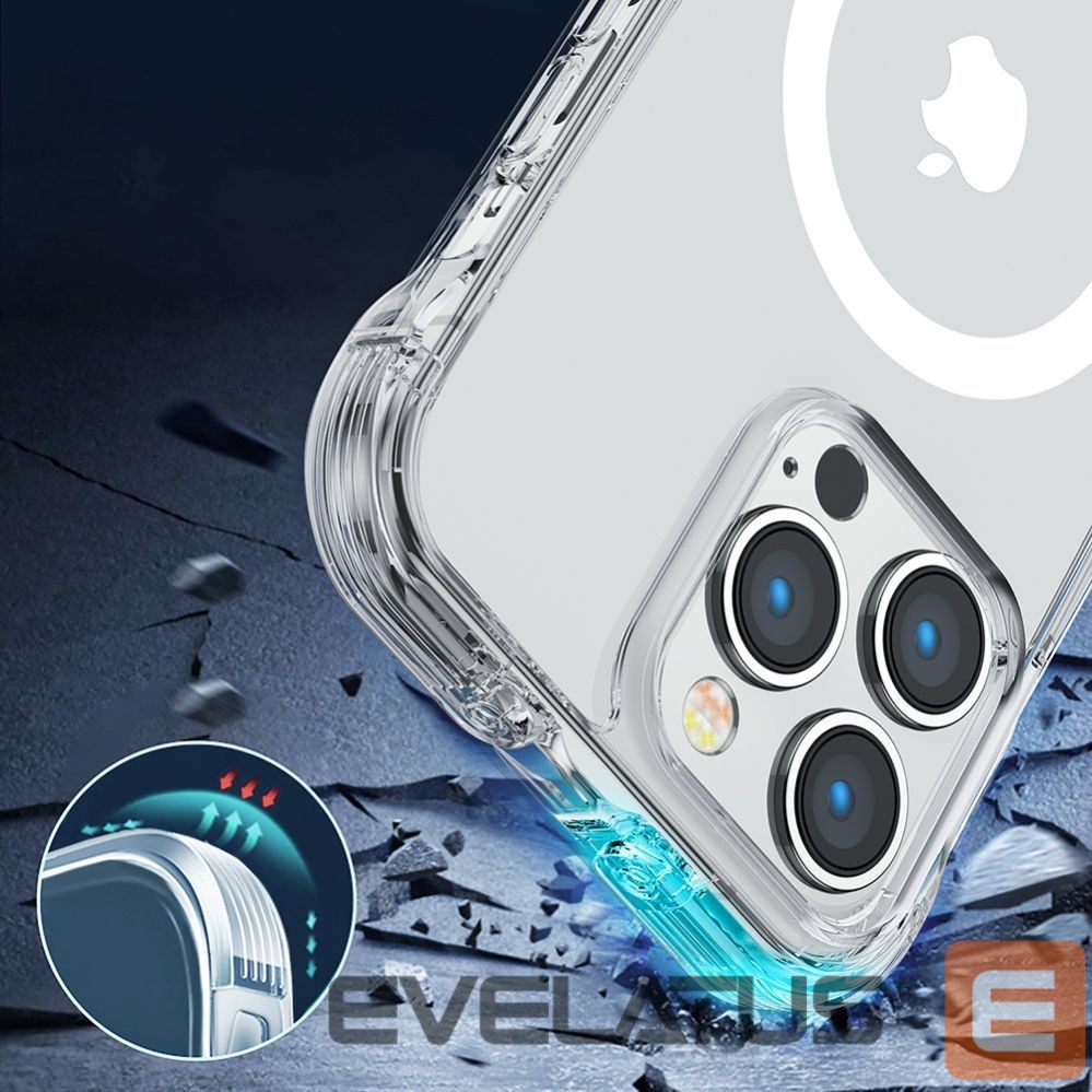 Back panel cover Joyroom Joyroom Magnetic Defender Magnetic Case for iPhone 14 Plus Armored Case with Hooks Stand Clear (MagSafe Compatible)
