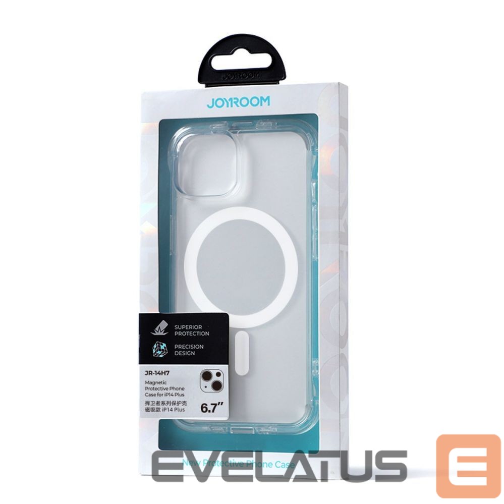 Back panel cover Joyroom Joyroom Magnetic Defender Magnetic Case for iPhone 14 Plus Armored Case with Hooks Stand Clear (MagSafe Compatible)