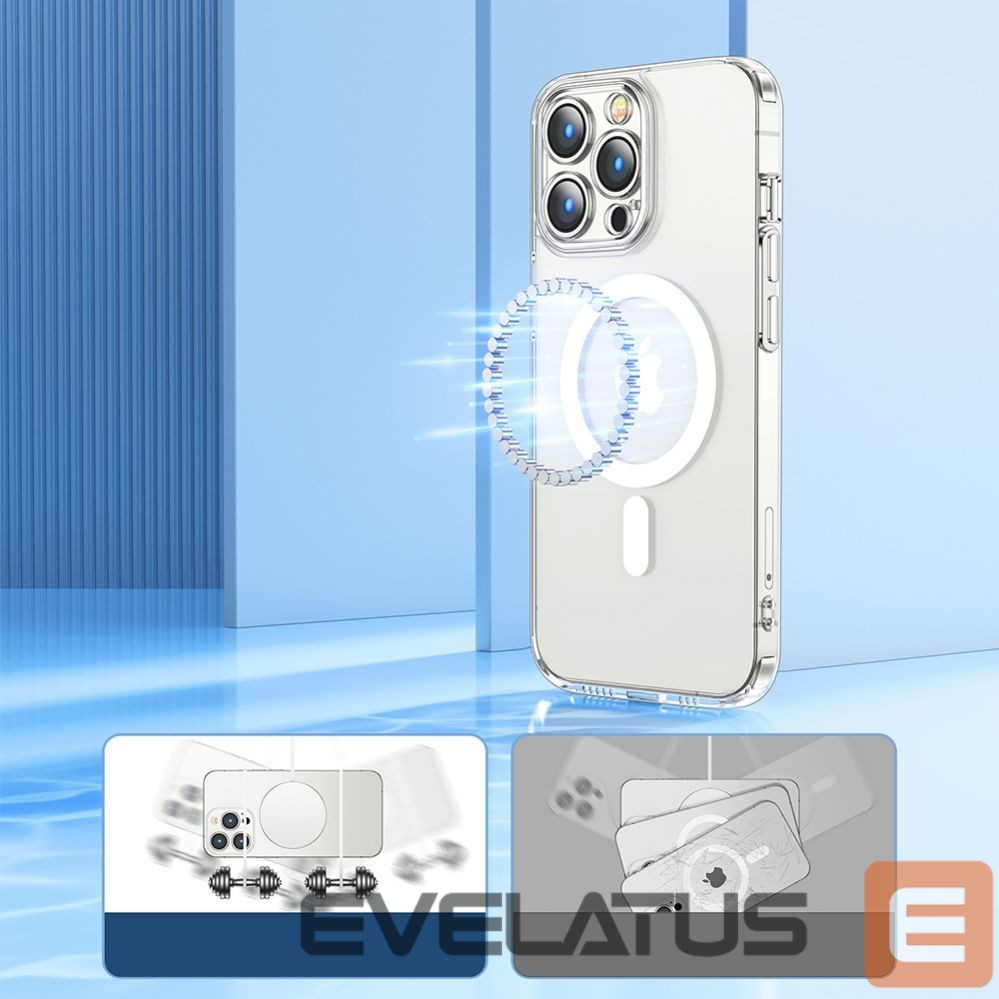 Back panel cover Joyroom Joyroom 14D Magnetic Case Magnetic Case for iPhone 14 Plus Compatible with MagSafe transparent (JR-14D7)