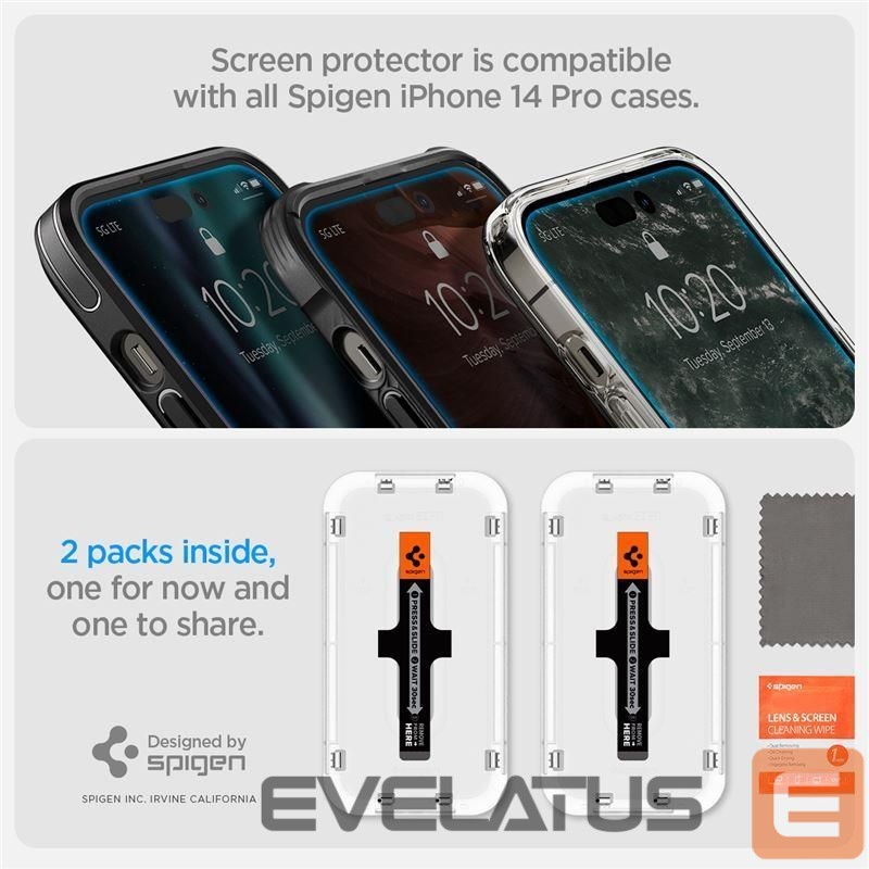Protective glass Spigen Spigen Glas.tR EZ Fit tempered glass for iPhone 14 Pro - 2 pcs.