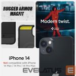 Back panel cover Spigen  Spigen Rugged Armor Mag Case with MagSafe for iPhone 14 - Matte Black 