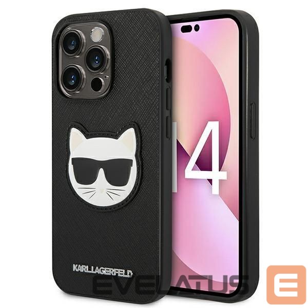 Back panel cover Karl Lagerfeld Karl Lagerfeld KLHCP14XSAPCHK iPhone 14 Pro Max 6,7" hardcase czarny/black Saffiano Choupette Head Patch