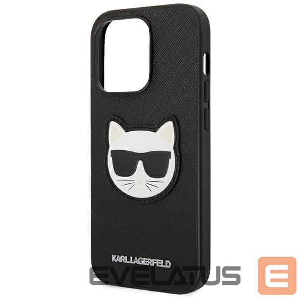 Back panel cover Karl Lagerfeld Karl Lagerfeld KLHCP14XSAPCHK iPhone 14 Pro Max 6,7" hardcase czarny/black Saffiano Choupette Head Patch