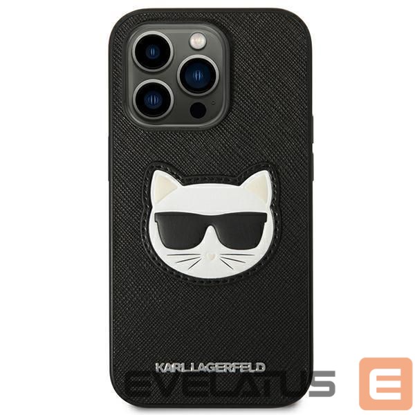 Back panel cover Karl Lagerfeld Karl Lagerfeld KLHCP14XSAPCHK iPhone 14 Pro Max 6,7" hardcase czarny/black Saffiano Choupette Head Patch
