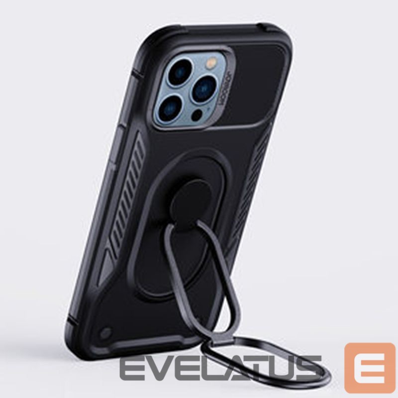 Back panel cover Joyroom Joyroom Dual Hinge case for iPhone 14 Pro armored case with a stand and a ring holder black