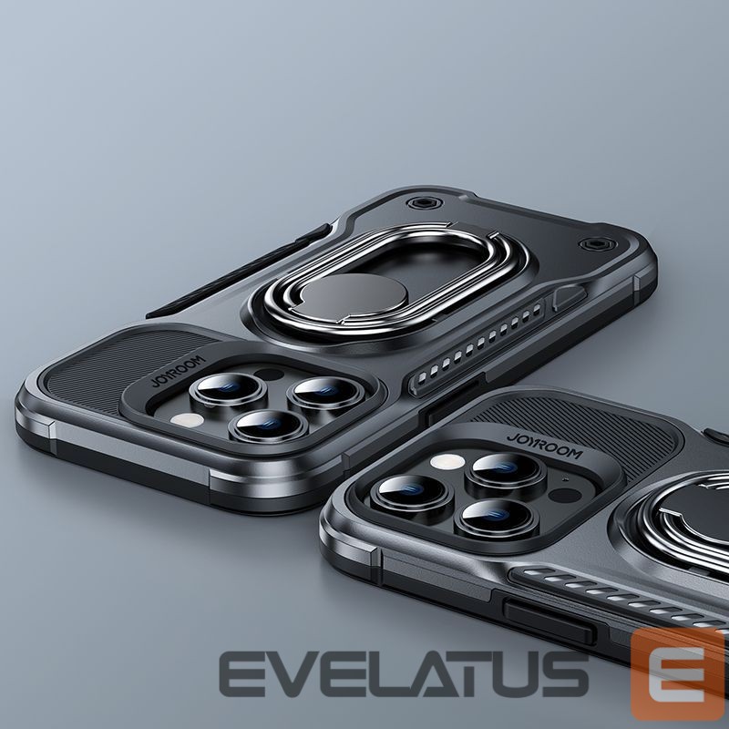 Back panel cover Joyroom Joyroom Dual Hinge case for iPhone 14 Pro armored case with a stand and a ring holder black