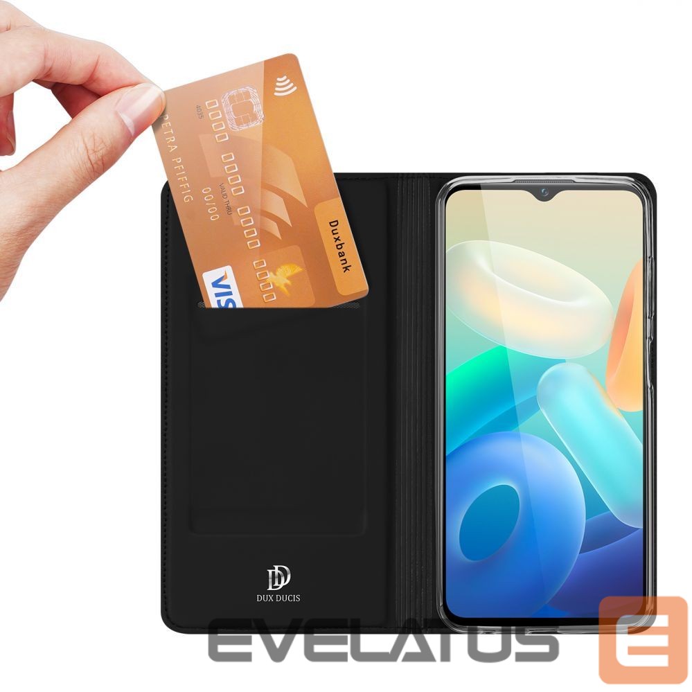 Back panel cover Dux Ducis Dux Ducis Skin Pro case Vivo Y16 / Y02s wallet holster cover with flap black