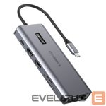 Cable Choetech  Choetech multifunctional HUB with display 12in1 USB-C to USB-C / USB-A / HDMI / VGA / AUX / SD / TF gray (HUB-M26) 