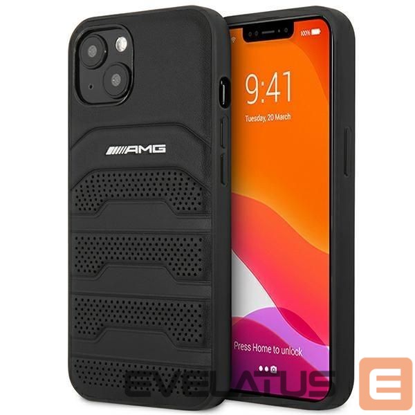 Back panel cover Mercedes-Benz AMG AMHCP14MGSEBK iPhone 14 Plus 6,7 "black / black hardcase Leather Debossed Lines