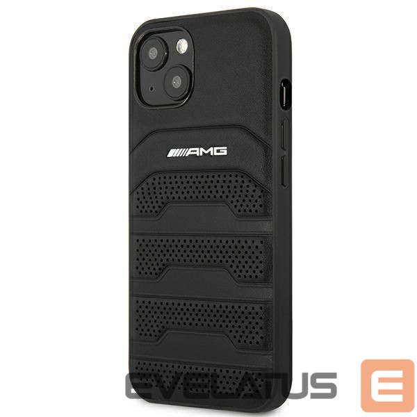 Back panel cover Mercedes-Benz AMG AMHCP14MGSEBK iPhone 14 Plus 6,7 "black / black hardcase Leather Debossed Lines