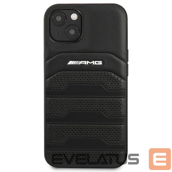 Back panel cover Mercedes-Benz AMG AMHCP14MGSEBK iPhone 14 Plus 6,7 "black / black hardcase Leather Debossed Lines