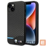 Back panel cover BMW  Case BMW BMHCP14M22NBCK iPhone 14 Plus 6.7 "black / black Leather Carbon 