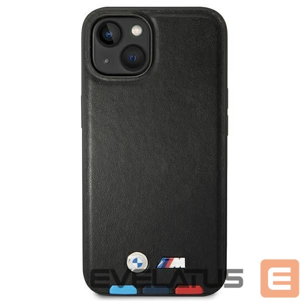 Back panel cover BMW Case BMW BMHCP14M22PTDK iPhone 14 Plus 6.7 "black / black Leather Stamp Tricolor
