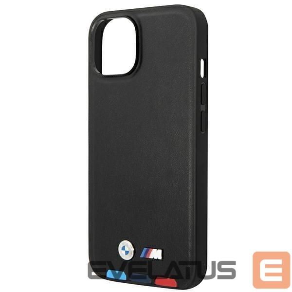 Back panel cover BMW Case BMW BMHCP14M22PTDK iPhone 14 Plus 6.7 "black / black Leather Stamp Tricolor