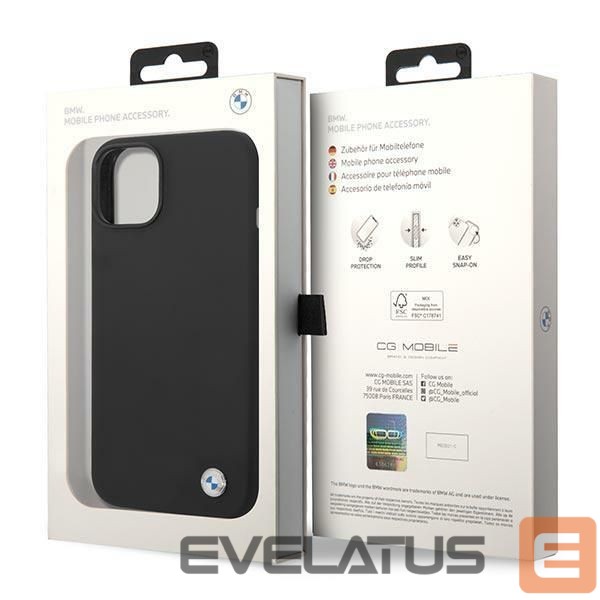 Back panel cover BMW BMW Silicone Metal Logo Case for iPhone 14 - Black
