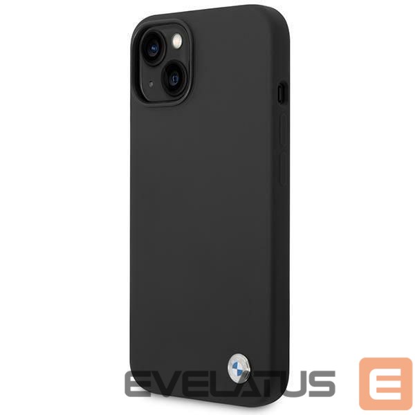 Back panel cover BMW BMW Silicone Metal Logo Case for iPhone 14 - Black