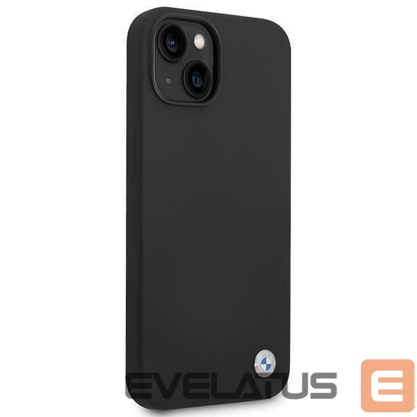 Back panel cover BMW BMW Silicone Metal Logo Case for iPhone 14 - Black