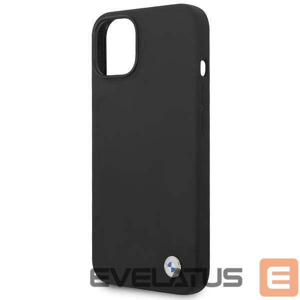 Back panel cover BMW BMW Silicone Metal Logo Case for iPhone 14 - Black