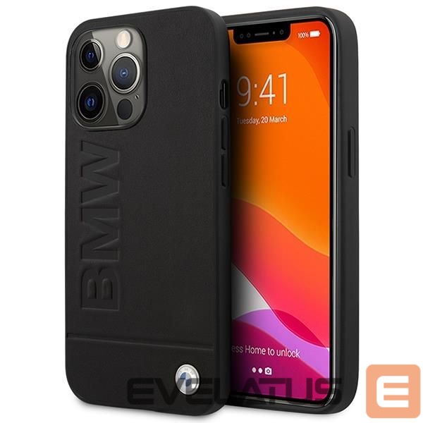 Back panel cover BMW Etui BMW BMHMP14XSLLBK iPhone 14 Pro Max 6,7" czarny/black hardcase Signature Logo Imprint Magsafe