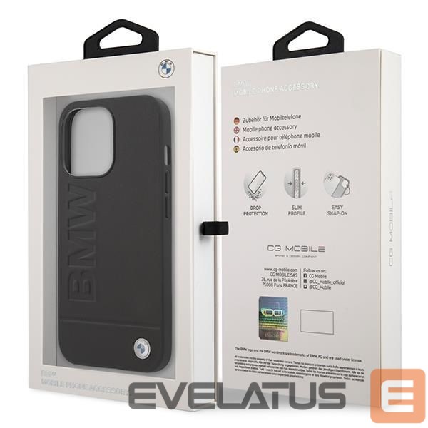 Back panel cover BMW Etui BMW BMHMP14XSLLBK iPhone 14 Pro Max 6,7" czarny/black hardcase Signature Logo Imprint Magsafe