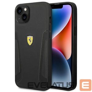 Back panel cover Ferrari  Ferrari FEHCP14MRBUK iPhone 14 Plus 6.7" black/black hardcase Leather Stamp Sides