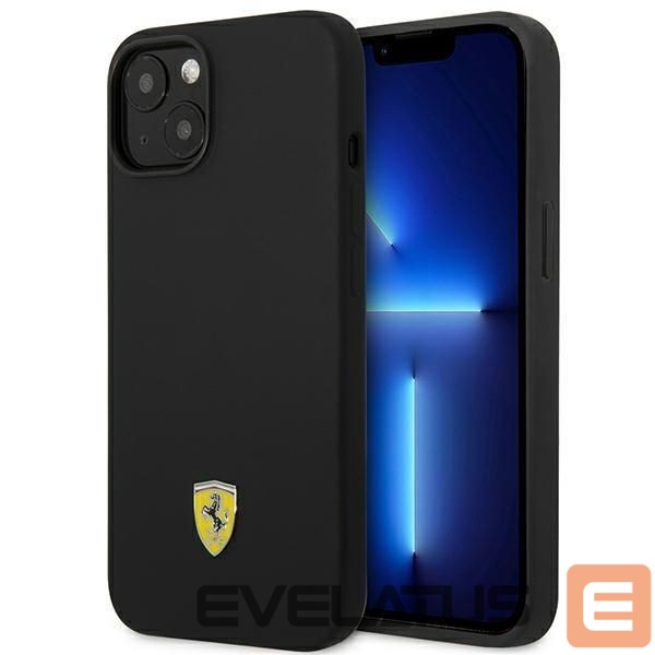 Back panel cover Ferrari Ferrari FEHCP14MSIBBK iPhone 14 Plus 6.7" black/black hardcase Silicone Metal Logo