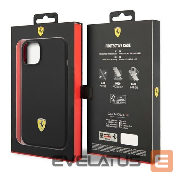 Back panel cover Ferrari Ferrari FEHCP14MSIBBK iPhone 14 Plus 6.7" black/black hardcase Silicone Metal Logo