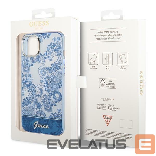 Back panel cover Guess Guess GUHCP14MHGPLHB iPhone 14 Plus 6.7" blue/blue hardcase Porcelain Collection