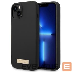 Back panel cover Guess  Guess GUHMP14MSBPLK iPhone 14 Plus 6.7" black/black hard case Silicone Logo Plate MagSafe 