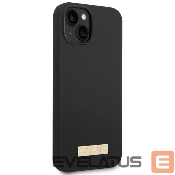 Back panel cover Guess Guess GUHMP14MSBPLK iPhone 14 Plus 6.7" black/black hard case Silicone Logo Plate MagSafe