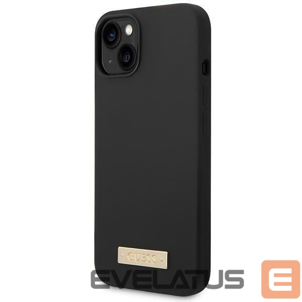 Back panel cover Guess Guess GUHMP14MSBPLK iPhone 14 Plus 6.7" black/black hard case Silicone Logo Plate MagSafe