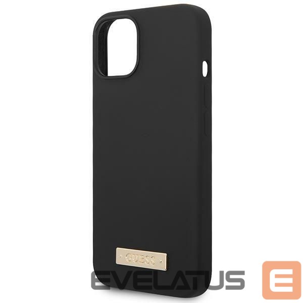 Back panel cover Guess Guess GUHMP14MSBPLK iPhone 14 Plus 6.7" black/black hard case Silicone Logo Plate MagSafe