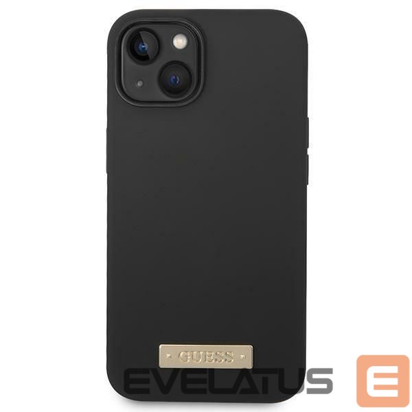 Back panel cover Guess Guess GUHMP14MSBPLK iPhone 14 Plus 6.7" black/black hard case Silicone Logo Plate MagSafe