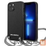 Back panel cover Karl Lagerfeld  Karl Lagerfeld KLHCP13SPMK iPhone 13 mini 5,4 "hardcase black / black Leather Textured and Chain 