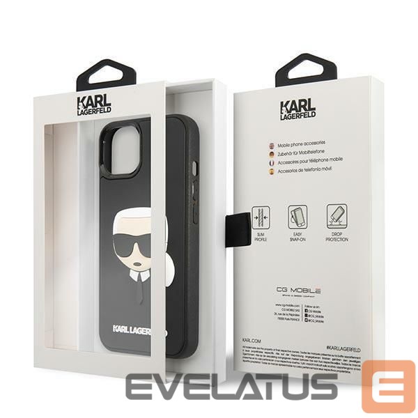 Back panel cover Karl Lagerfeld Karl Lagerfeld KLHCP14MKH3DBK iPhone 14 Plus 6.7 "black / black hardcase 3D Rubber Karl's Head