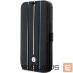 Back panel cover BMW  Case BMW BMBKP14L22RVSK iPhone 14 Pro 6.1" black/black bookcase Leather Stamp Blue Lines 