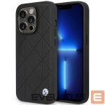 Back panel cover BMW  Case BMW BMHCP14L22RQDK iPhone 14 Pro 6.1" black/black Leather Quilted 