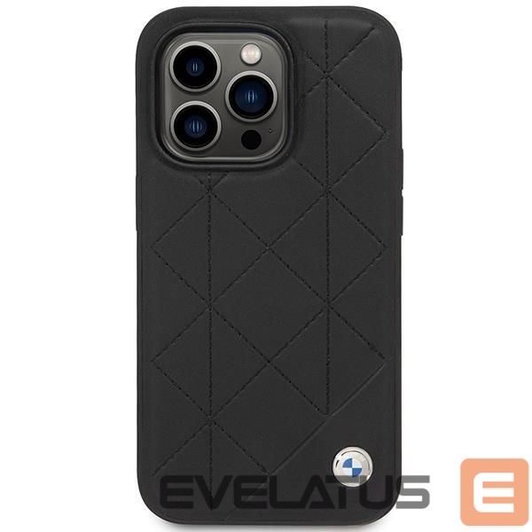 Back panel cover BMW Case BMW BMHCP14L22RQDK iPhone 14 Pro 6.1" black/black Leather Quilted