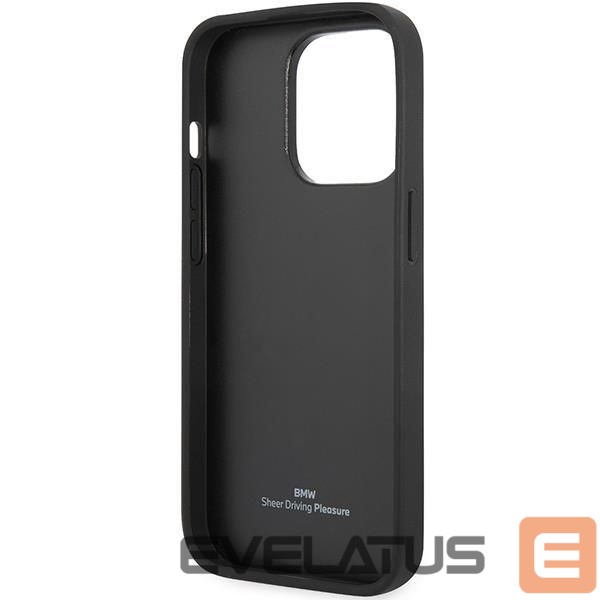 Back panel cover BMW Case BMW BMHCP14L22RQDK iPhone 14 Pro 6.1" black/black Leather Quilted