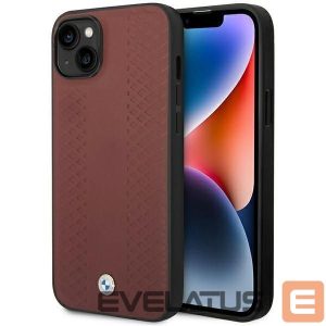 Back panel cover BMW  Case BMW BMHCP14S22RFGR iPhone 14 6.1" Burgundy/burgundy Leather Diamond Pattern 