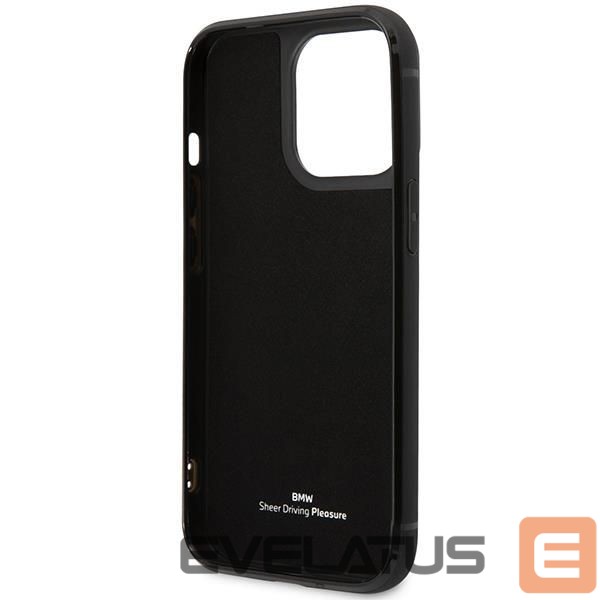 Back panel cover BMW Case BMW BMHCP14X22RSEPK iPhone 14 Pro Max 6.7" black/black Leather Card Slot