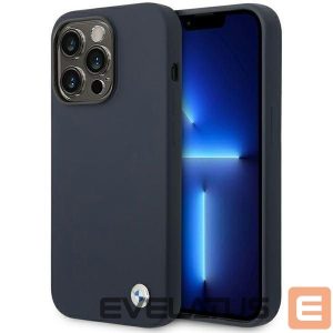 Back panel cover BMW  Case BMW BMHMP14XSILNA iPhone 14 Pro Max 6.7" navy blue/navy Silicone Metal Logo MagSafe 