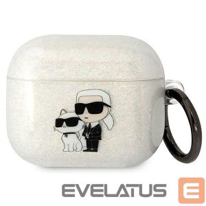 Back panel cover Karl Lagerfeld  Karl Lagerfeld KLA3HNKCTGT Airpods 3 cover transparent Gliter Karl&Choupette 