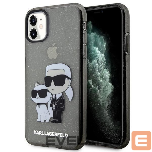 Back panel cover Karl Lagerfeld Karl Lagerfeld KLHCN61HNKCTGK iPhone 11 / Xr 6.1" black/black hardcase Gliter Karl&Choupette